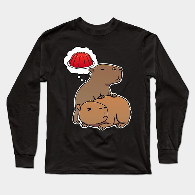 Capybara hungry for Red Jello Long Sleeve T-Shirt by capydays